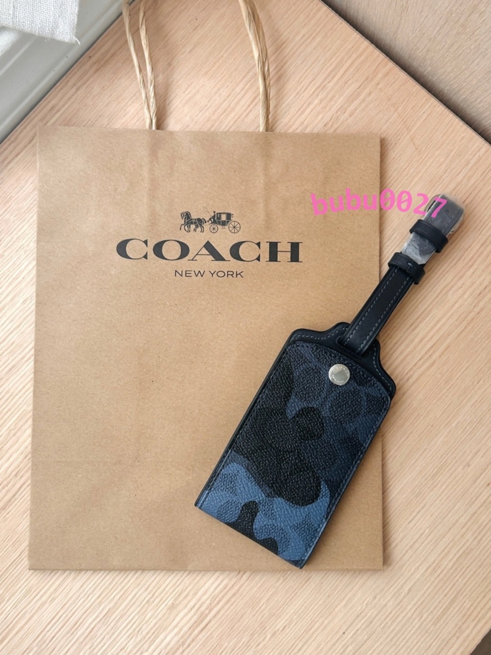 NWT✈️Coach Blue Luggage Tag In Signature Camo Print CX877 Travel Gift For Him